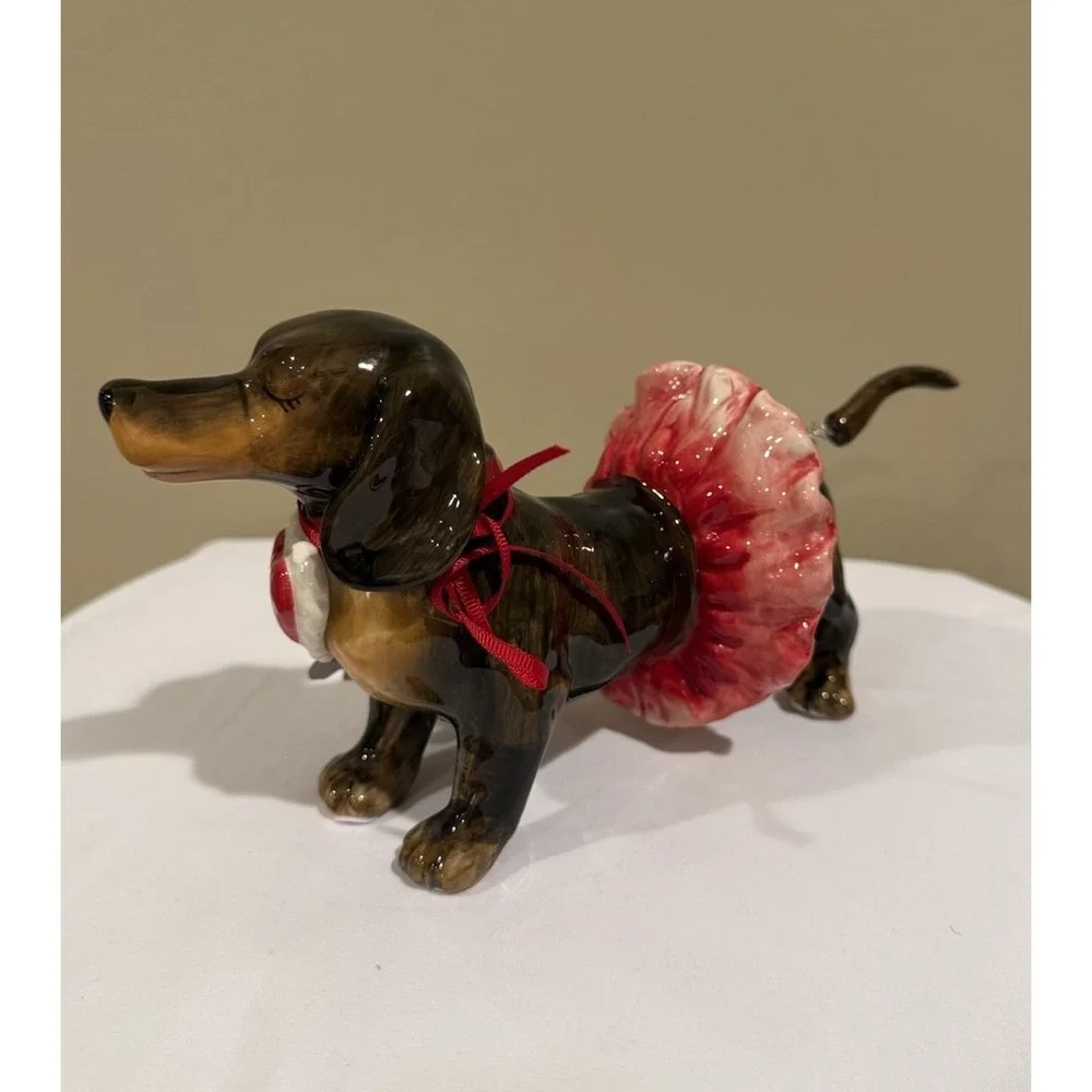 Blue Sky Clayworks Valentines Day Dachshund with Tutu LOVE Doxie Dogs 5